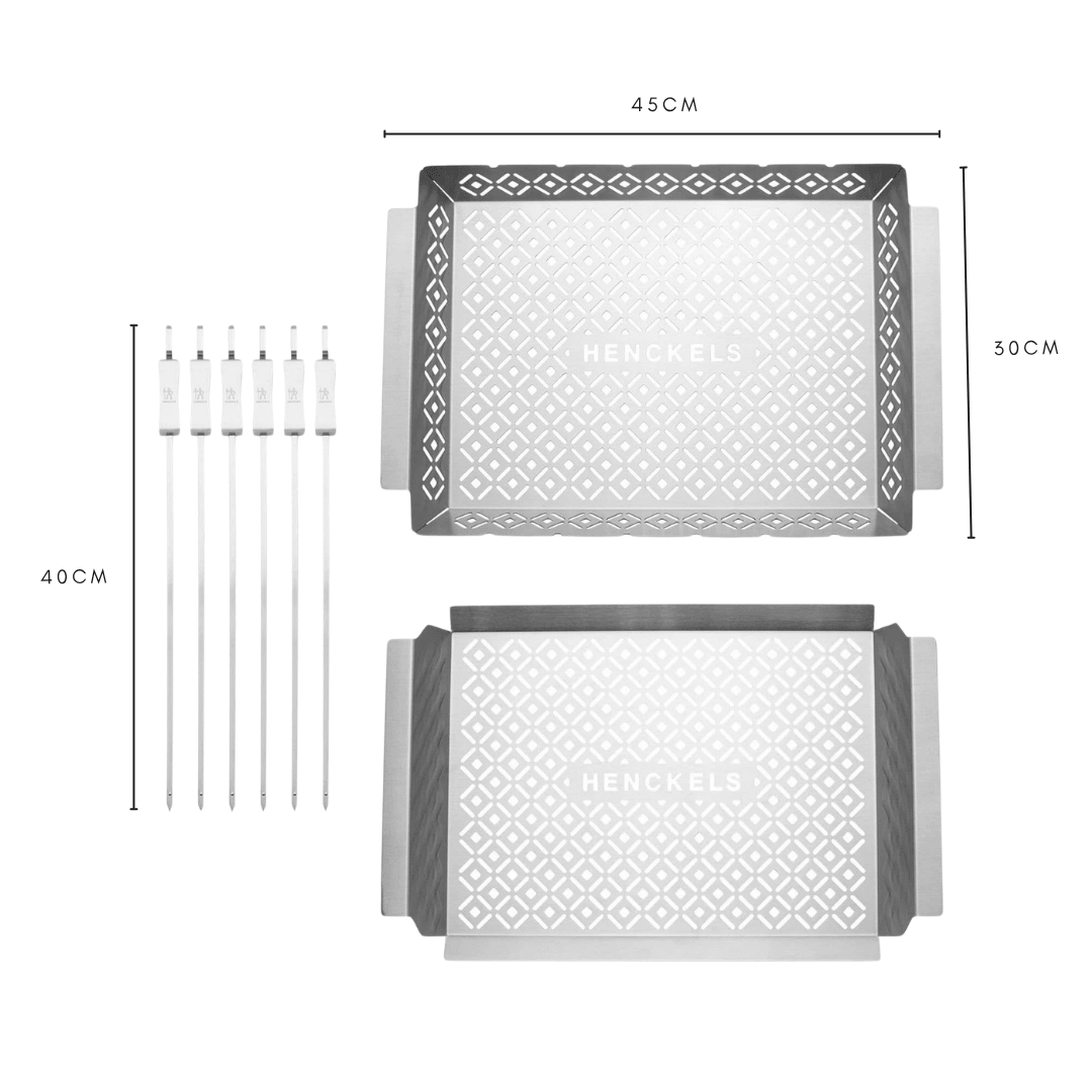 Stainless Steel BBQ Skewer Set with Grill Basket & Topper (HENCKELS)