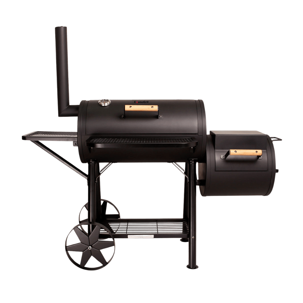 Large Charcoal BBQ with Offset Smoker