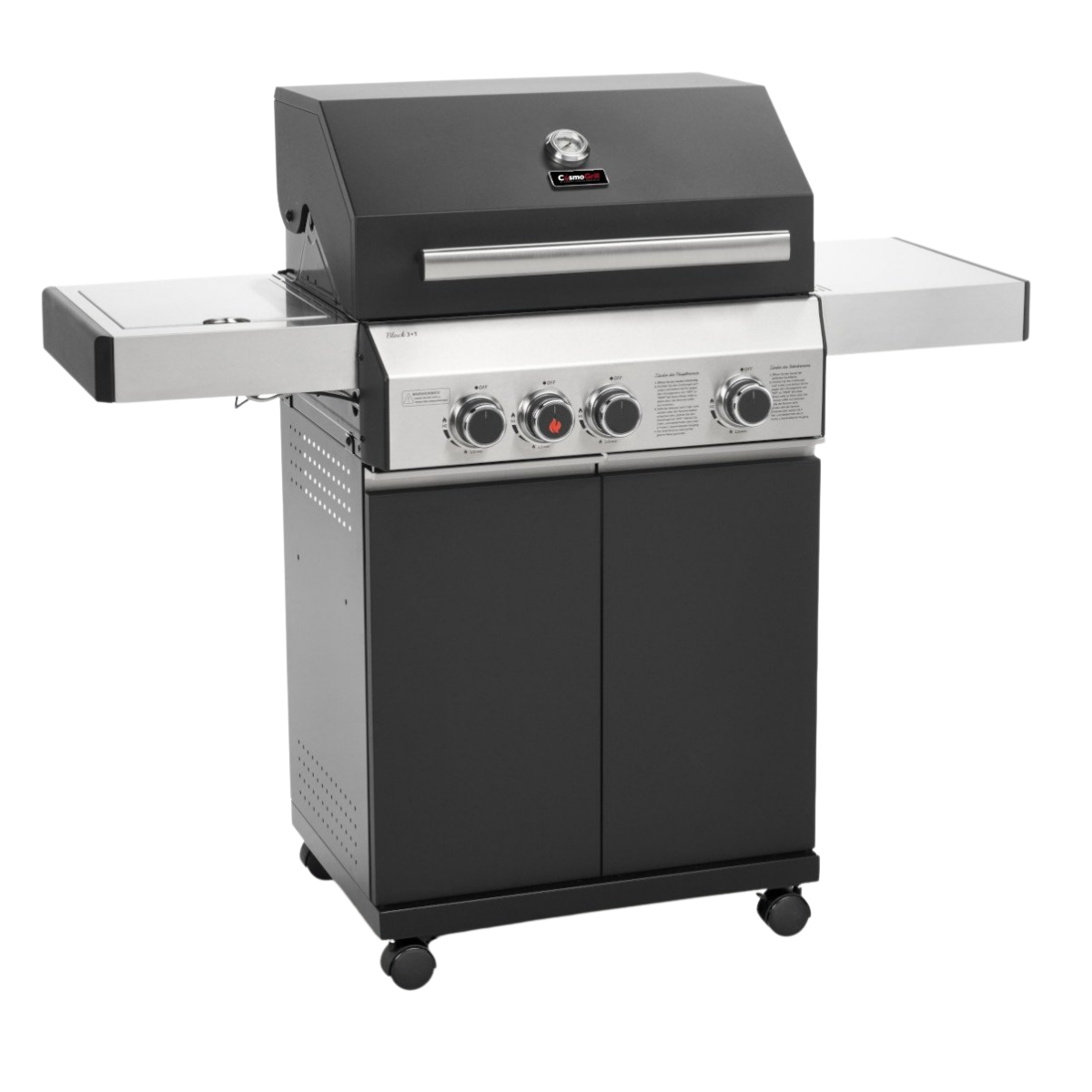 Premium Black 3+1 Gas Barbecue - CosmoGrill