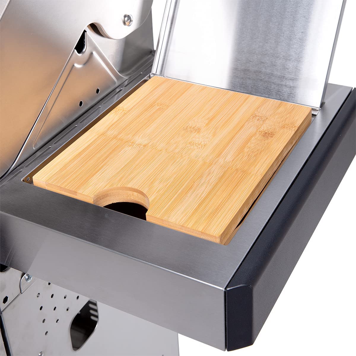 Side Table with Bamboo Cutting Board and Storage - CosmoGrill